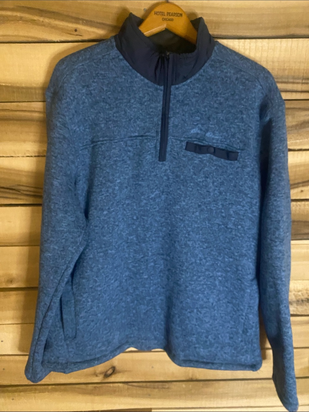 Eddie Bauer Men's Quarter-Zip Heathered Blue Pullover Sweater size large